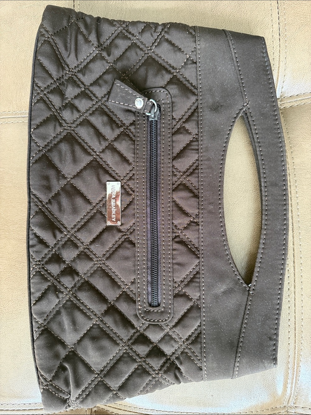 Vera Bradley Brown Quilted Handheld Clutch Bag